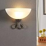 Lindby Wandleuchte, Wandlampe Innen 'Castila' (Landhaus, Vintage, Rustikal) in Weiß aus Glas u.a. für Wohnzimmer & Esszimmer (1 flammig, E27) - Wandfluter, Wandstrahler, Wandbeleuchtung Schlafzimmer /