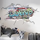 tjapalo® p49xx 3D Wandtattoo Graffiti Name Wandaufkleber Kinderzimmer Junge wandtattoo Teenager Cool Wandtattoo Kinderzimmer Name, Größe: B50xH29cm