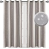 NAPEARL Vorhang Kinderzimmer Junge, Schöne Stern Kinderzimmer Gardinen mit Ösen, 2 Stücke Hellgrau Thermovorhang für Babyzimmer, 2X H 137 X B 132cm