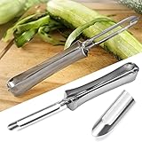UOWEG Haushaltsküche Schälwerkzeug Einzeiliger Hobel Kartoffelschäler Schälwerkzeug Fischschuppenentferner Edelstahl (Silver, One Size)