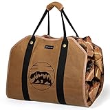 ART-GIFTREE Extra Großer Kaminholzträger Holzkorb Brennholztasche Tragetasche, aus Segeltuch mit 2 Griffe Filzkorb mit verstärkten Griffen für Kaminholz-Braun Schwerer Holzhalter für Kamin