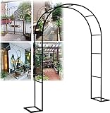 Große Rosenbogen 300X240cm Abnehmbar Rosenbogen Mit Base, Schwarz Kletterpflanzen Torbogen, Metall Gartentor Rankgitter Gartenbogen Für Garten & Hochzeiten Event Deko,Grün,W2.4M*H2.2M