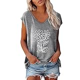 Pulli Damen große größen Baseball Shirt Damen Oversize asymmetrische Oberteile Pullover Bluse für Frauen, geeignet, mit Flügelärmeln, Sommeroberteile, Trendige Tanktops, Blumendruck,