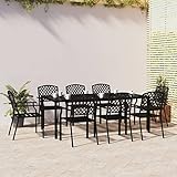 ZEYUAN 9-TLG. Garten-Essgruppe, Gartenlounge Set, Gartenmöbel, Terrassenmöbel, Möbelsets, Sitzgruppe Garten, Balkonmöbel Set, Gartengarnitur, Anthrazit Stahl