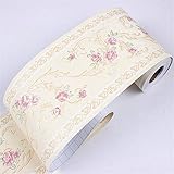 LGVXSRTYU Tapetenbordüre selbstklebend Beige europäische Blume PVC Sockelleiste Dekorative Bordüre Selbstklebende Home Bordüre Küche Tapetenbordüre selbstklebend für Badezimmer Wohnzimmer 10.6×500cm