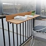 Balkontisch Klapppflanzenständer Einstellbare Brown Balkon Hängen Geländer Tabelle Schwimmdock Regale tragbare Falten Hänge Compact Balkongeländer Tisch for Patio Deck Holz Farbe (Color : Wood Color