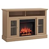 CrownFlame James Elektrokamin 1,20 m breit - Sideboardkamin, TV-Möbel mit 2-stufiger Heizung und Einer Maximalleistung von 2000 W, realistischer 3D-Flammeneffekt, Fernbedienung, Timer - helle Eiche