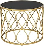 Goldener Couchtisch, einfacher Wohnzimmer-Couchtisch, kreativer runder Couchtisch aus schwarzem Glas, Couchtisch aus Eisen, Sofa-Beistelltisch, Beistelltische für den Balkon
