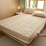 Spannbettlaken für Matratze Khki 180 x 220 cm, 1 Stück, gesteppter, Solider Matratzenschoner, Dicke Bettlaken-Tagesdecke für Apartment-Schlafzimmer