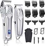 Limural Haarschneidemaschine für Männer + T-Klingen-Trimmer-Kit für schnurloses Nahschneiden, professionelles Haarschneide-Kit Bartschneider Barbers Men Clipper Set Wiederaufladbares Pflege-Kit