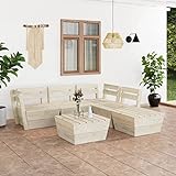 BULANED 6-TLG. Garten-Paletten-Lounge-Set, Möbelsets, Gartenmöbel, Garten Lounge, Lounge Set, Loungemöbel Terrasse, Loungeset, Terrassenmöbel, Imprägniertes Fichtenholz