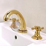 Retro Deluxe FaucetingClassic Dual Clawfoot 3 Löcher Deck montiert Golden Badezimmer Waschbecken/Badewanne Armatur. Messing Hot & Cold Waschbecken Mischbatterie