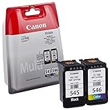 Canon Tintenpatronen PG-545 + CL-546 BK/C/M/Y (2 Tintenpatronen) Multipack schwarz + Farbe 8ml + 9 ml ORIGINAL für PIXMA Drucker