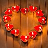 Teelichter Herzform Romantische Kerzen 50 Stück Rauchfreie Herz KerzenRomantische Liebe Unparfümierte Teelichter Kerzen für Geburtstag, Vorschlag, Hochzeit, Party, Valentinstag ,Jubiläum(Rot)