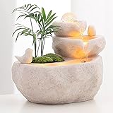 THHN Viel Glück Bird Brunnen innen, kreative Feng Shui Ball-Desktop-Springbrunnen mit LED-Leuchten, verwendet, um Home-Büroschreibtisch zu dekorieren (Color : White)