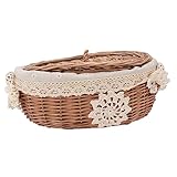 BESTonZON 1 Stück Rattan-Aufbewahrungskorb Snack-Tablett Aufbewahrungsorganisator Gewebtes Tablett Blumenmädchen-Körbe Weidengeflechtkorb Picknickkorb Rattan-Gewebter