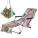 FANSU Schonbezug für Gartenliege mit 2 Taschen Frottee Liegenauflage Garten Sonnenliege Handtuch Stuhl Strandtuch für Schwimmbäder, Strände, Gartenhotels (75x200cm,Kaleidoskop 6)