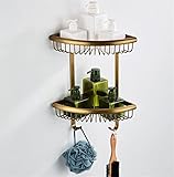 MAVNES Duschablage Ecke Wandmontiertes schwarzes Öl gebürstetes Eckregal, Badezimmerregal Duschgestell, Dual-Tier-Bad-Dusch-Regal, Bad Dusche Caddy-Rack-Halter Badezimmer Regal (Color : Antique)