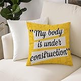 Dekorativen Zierkissenbezüge 50x50 cm,Fitness Mein Körper im Bau Handgezeichneter Text Sport Gesundes Leben, Ring,Kissenbezüge Quadratische Kissenhülle für den Außenbereich Terrasse Garten Bank Dekor