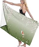 GYORI Mikrofaser Strandtuch Japanischer Stil Handtuch Groß 90x180 cm Kirschblütenkarpfen Strandtuch 3D Badetuch Strandhandtuch Schnell Trocknendes Weiches Strandlaken, Saunatuch, Reisehandtuch