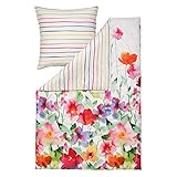 Estella Wendebettwäsche Set Aquarell 4703 985 Blumen Mako Satin 135 cm x 200 cm