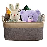 Aufbewahrungskorb, 16,14 x 12,2 x 7,87 q Zoll, Stoff-Aufbewahrungsbehälter mit Baumwollgriff, zusammenklappbarer Schlafzimmer-Organizer mit Deckel, Aufbewahrungstasche für Regale, Schränke, Schlafzimm