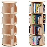 GANTIS Drehbares Bücherregal, Standregal, 360 Grad, Lagerregal für Kinder und Erwachsene, multifunktionales Bücherregal Massivholz (46 * 129CM)