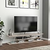 [en.casa] TV Board Säffle Fernsehtisch mit 2 Ablagen Lowboard 160 x 33 x 30 cm Sideboard Eiche-Optik/Weiß