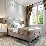 Boxspringbett Doppelbett LIND - 120x200cm Bett mit Bonellmatratze, mit Bettkasten für Bettwäsche und Topper. EIN Bett mit einem klassischen, konturierten Kopfteil (Velvet 06, 120x200)