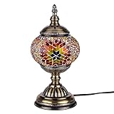 Orientalische Marokkanische Lampe Mosaik Glaslampe Vintage für Schlafzimmer Nachttischlampe Bronze Basis (Braun)