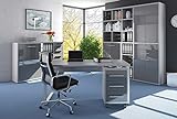 moebel-dich-auf Komplettes Arbeitszimmer - Büromöbel Komplett Set Maja Set+ in Platingrau/Grauglas (Set 11)
