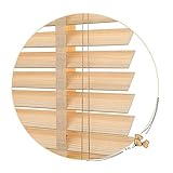 Massivholz Jalousetten Verdunkelungs, Mini-Horizontaljalousien, 40-150cm Breit, Lichtfilternde Fenster Jalousien, Naturholz, Sichtschutzjalousien Für Türen Und Fenster,WxH-120x160cm/47x63in