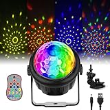 JOPHEK Discokugel, Disco Licht Musik Activated LED Party Lampe Discolicht mit Fernbedienung, 360° Rotierende Ball Lights, Ständer mit Saugnäpfen Stroboskop Ball Bühnenlichter für KTV, Home Parties
