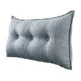 Johnear Rückenkissen für Sofa Bett Rückenlehne Großes Leinen Bücherkissen Lesekissen Lendenkissen für Couch Kopfteil Kopfkissen Wandkissen Beinkissen (Grau, 100 x 8 x 50 cm)