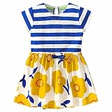 Adventskalender 11 Mädchenkleid Sommer Kinder Prinzessin Kleid Kurzarm Gestreift Rundhals Baumwolle Mädchenkleid Badeanzug Mit Mädchen (White, 5-6 Years)