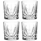 Leonardo Capri Trink-Gläser, 4er Set, spülmaschinenfeste Saft-Gläser mit Relief, Facetten-Schliff Wasser-Glas, Trink-Becher aus Glas, 250 ml, 022774