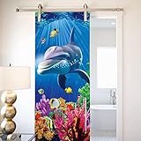 3D Türtapete Selbstklebend Unterwasser-Delfin 80 X 200 Cm Türaufkleber Türposter Fototapete Türfolie Pvc Türbild Wasserdichte Abnehmbare Art Decals Kinderzimmer Wohnzimmer Schlafzimmer Küche Bad,