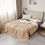 AXOIN HZH Bettwäsche-Überwurfdecke, weich, warm, Plüsch-Fleece, strukturiert, geprägt, für Bett oder Couch, Tagesdecken, Kamel, 150200 cm (Beige Kingsize)