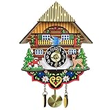 Moderne Pastorale Kuckucksuhr, Mini-3D-Cartoon-Kuckucks-Wanduhr für Wohnzimmer, Kinderzimmer-Wanddekoration, 1-Tages-Mechanismus, kreative Geschenke für Kinder, 17,1 x 7 x 20,4 cm