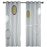 Homxi Blickdichter Vorhang Wohnzimmer 2er Set,2 x 107W x 274H cm,Gardinen Blickdicht Vorhänge Grau Geometriemuster Ösen Vorhang