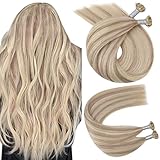 Ugeat Flat Tip Extensions Echthaar Keratin Haarverlängerung 40cm Schwarz Extensions Echthaar Bonding Haar Tip Extensions Pre Bond Hair Extensions 1g/Strähnen*50Strähnen Farbe 1 Schwarz