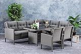 Mandalika Garden Hohe Dining Poly Rattan Lounge inkl. Zwei Sessel Cadiz