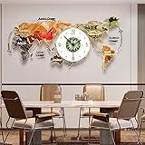 ZHIRCEKE Wanduhr 3D Silent Wall Clocks, Große Weltkarten-Wanduhren Aus Acryl Moderne Dekorative Wohnzimmer-Büro-Wanddekoration,120cm
