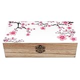 OTRAHCSD Quadratische Holzkiste, Pflaumenblüten-Aufbewahrungsbox, dekorative Holzkiste für Sammlerstücke