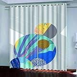 Gardinen Mit Ösen Für Wohnzimmer Grauer Geometrischer Kreis Verdunklung 2Er Set Blickdicht 280X260Cm Vorhang Blickdicht Thermovorhang Hitzeschutz Verdunklungsvorhänge Kinderzimmer Mädchen Junge