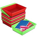 Zilpoo Kunststoff-Schubladenbehälter, Büro-Schreibtisch-Organisations-Tabletts, bunte Kinder-Klassenzimmer, Schulbedarf, Zubehör-Organizer, Regal-Aufbewahrungskörbe (23,7 x 17,1 x 5,1 cm)