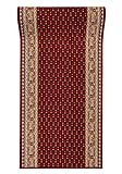 Mazovia rutschfest Teppich Läufer Flur - Klassisch Muster Teppichläufer - Kurzflor Flurläufer für Vorzimmer, Schlafzimmer, Küche - ÖKO-TEX Zertifiziert - Meterware Rot Bordeaux - 80 x 350 cm