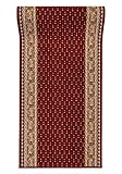 Mazovia rutschfest Teppich Läufer Flur - Klassisch Muster Teppichläufer - Kurzflor Flurläufer für Vorzimmer, Schlafzimmer, Küche - ÖKO-TEX Zertifiziert - Meterware Rot Bordeaux - 80 x 350 cm