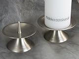 Kerzenteller Kerzenständer Kerzenhalter für Hochzeitskerze Taufkerze Silber 16551, Größe:8.5 cm Durchm.