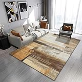 Waschbare Teppiche Bettvorleger Rutschfest Modernes geometrisches Wohnzimmer-Teppich Gelbbraun Karierte Farbverlauf Design Einfacher und modischer Schlafzimmer-Balkon-Teppich Teppich Mädchen Jugendzim